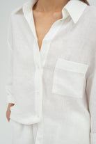 SUNMOR white linen oversized shirt for women